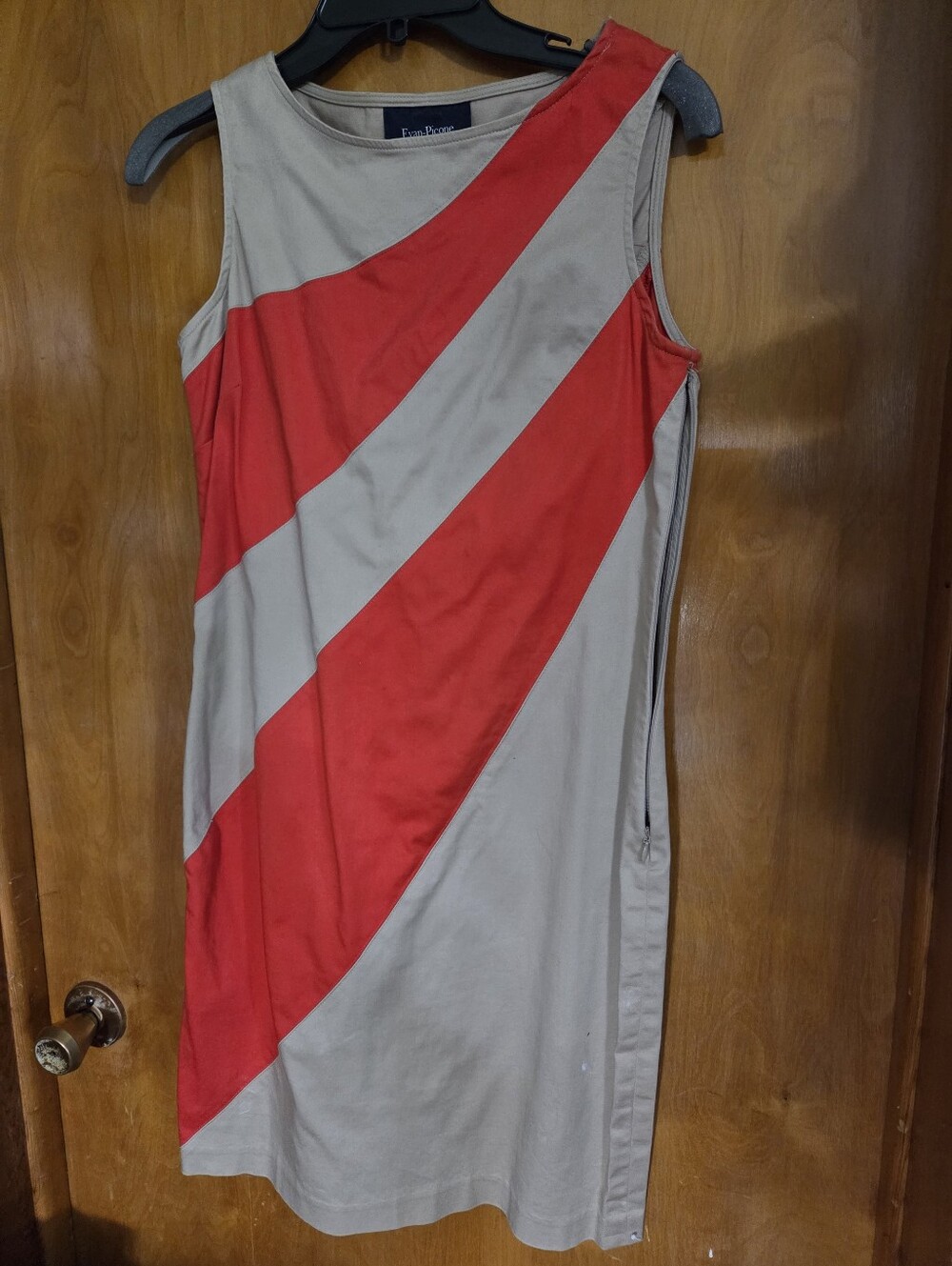 Evan Picone 6p Twiggy Look Stretch Dress Tan/orange Nice